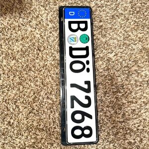 European License Plate with Black Frame